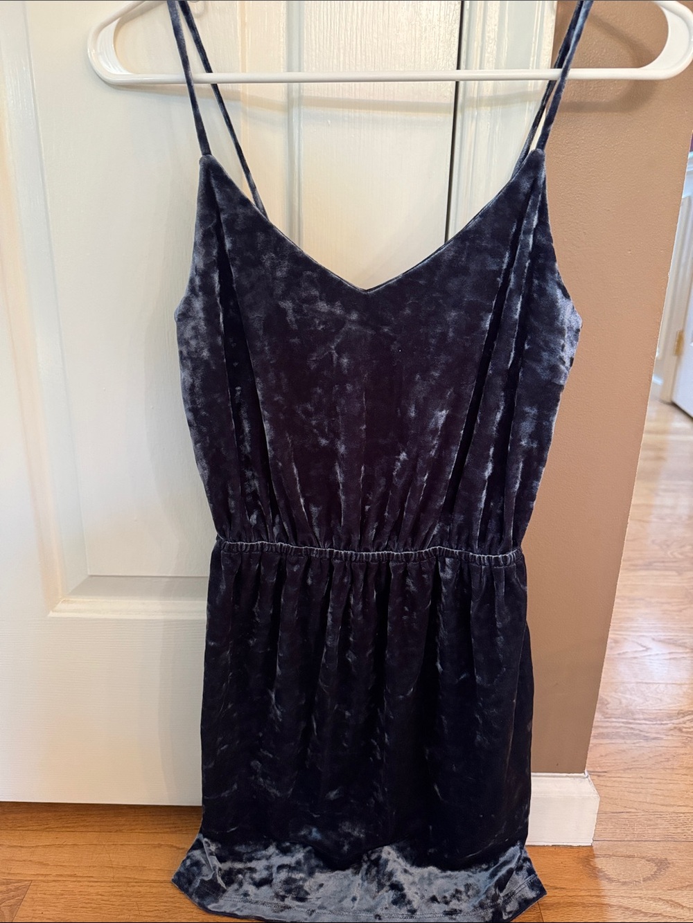 Forever 21 Velvet Spaghetti Strap Dress in Charcoal Gray